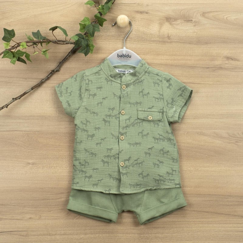 CONJUNTO PANTAL N CORTO CAMISA SAFARI